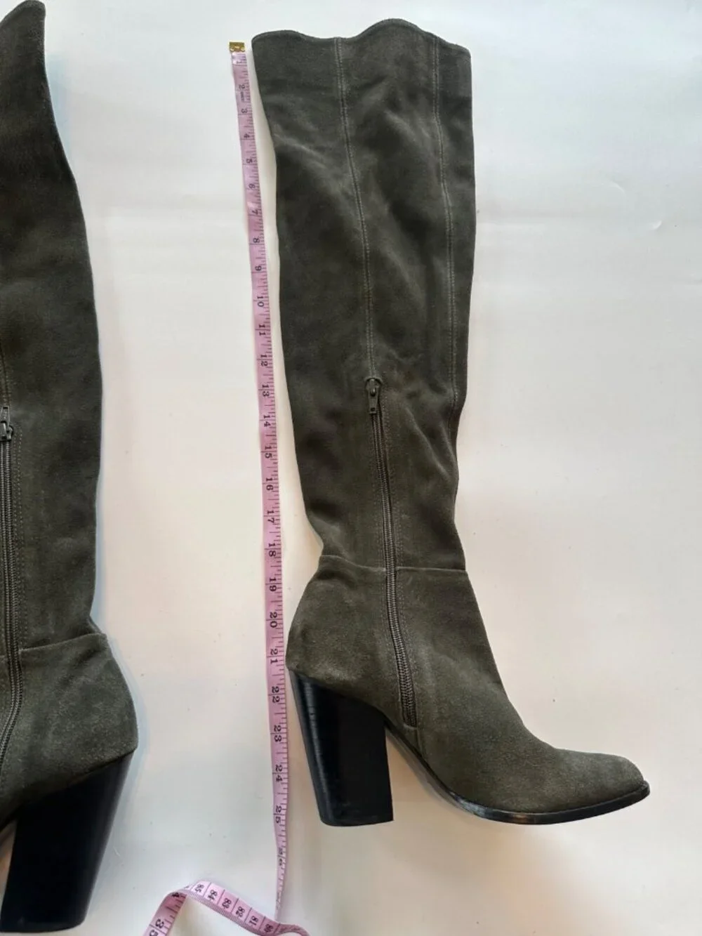 Aldo Women's 6.5 Green Khaki Over the Knee Heeled Boots Fall Autumn Career